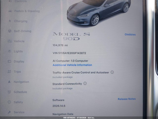 Tesla Model S 60d/70d/75d/85d/90d 2016 5YJSA1E20GF143872 Image 15