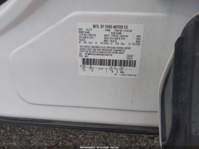 2FMPK4J9XKBC09319 Ford EDGE SEL