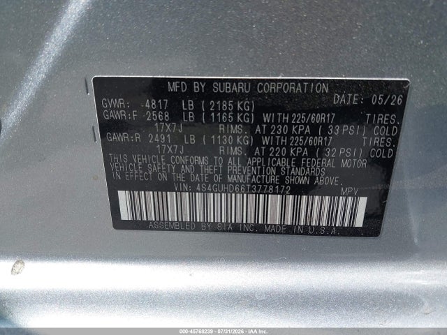 Subaru Crosstrek Premium 2026 4S4GUHD66T3778172 Image 9