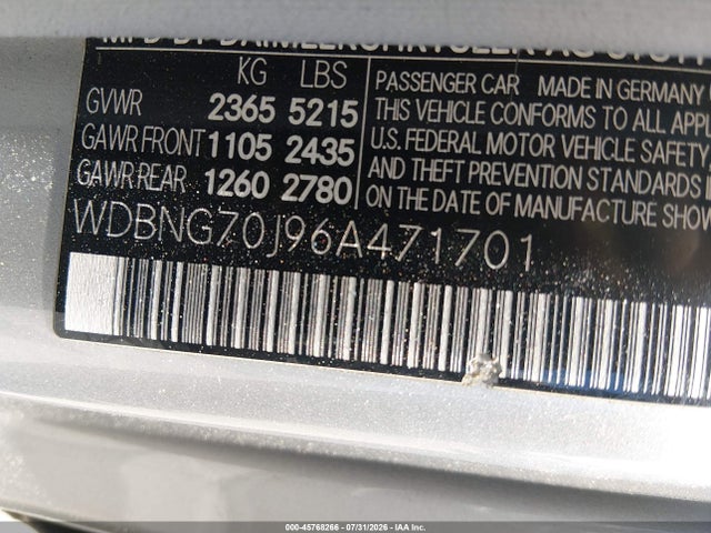 45768266 :رقم المزاد ، WDBNG70J96A471701 vin ، 2006 Mercedes-benz S 430 مزاد بيع
