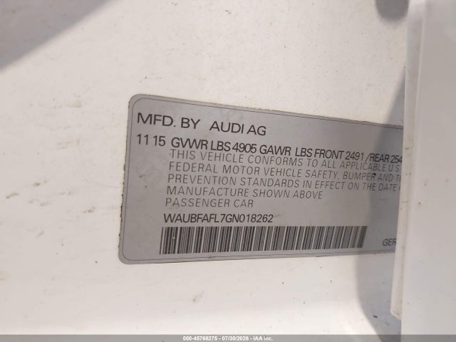 Продажа на аукционе авто 2016 Audi A4 Premium, vin: WAUBFAFL7GN018262, номер лота: 45768275