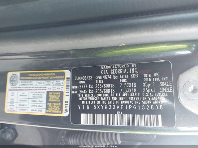Aukcja sprzedaży 2023 Kia Sportage Ex, vin: 5XYK33AF1PG132838, numer aukcji: 45768283