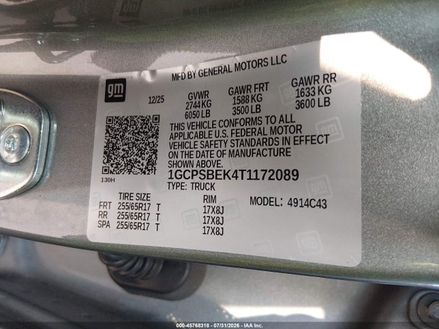 1GCPSBEK4T1172089 Chevrolet Colorado Wt