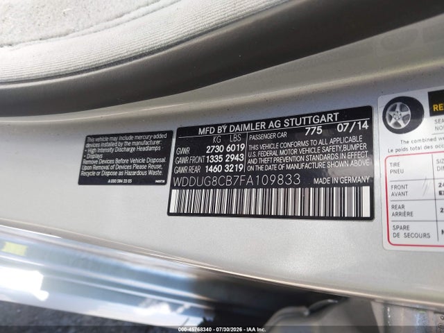 WDDUG8CB7FA109833 Mercedes-Benz S 550