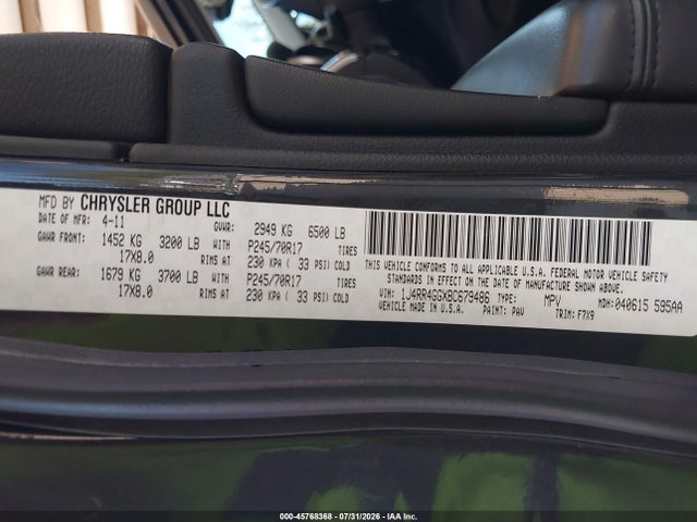 Продаж на аукціоні авто 2011 Jeep Grand Cherokee Laredo, vin: 1J4RR4GGXBC679486, номер лоту: 45768368