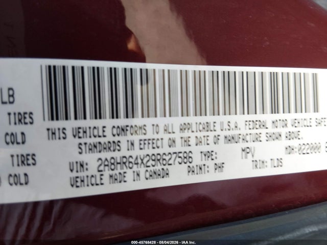 45768428 :رقم المزاد ، 2A8HR64X29R627586 vin ، 2009 Chrysler Town & Country Limited مزاد بيع