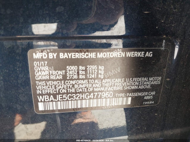 WBAJE5C32HG477960 BMW 540I