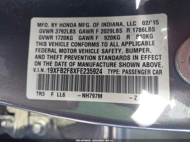 Honda CIVIC EX 2015 19XFB2F8XFE235924 Image 9