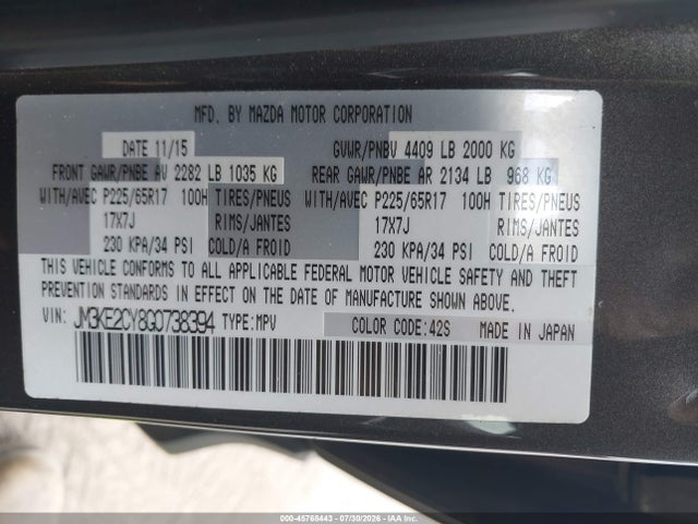 Mazda Cx-5 Touring 2016 JM3KE2CY8G0738394 Image 9