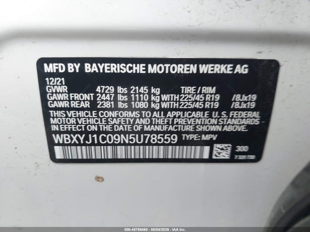 Продаж на аукціоні авто 2022 Bmw X2 Xdrive28i, vin: WBXYJ1C09N5U78559, номер лоту: 45768460