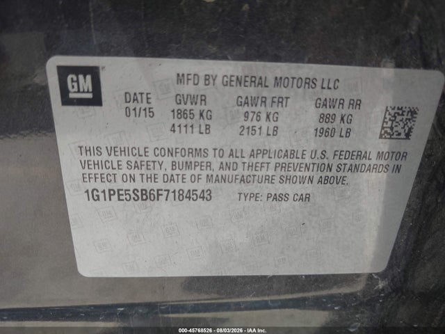Chevrolet Cruze 2lt Auto 2015 1G1PE5SB6F7184543 Image 9