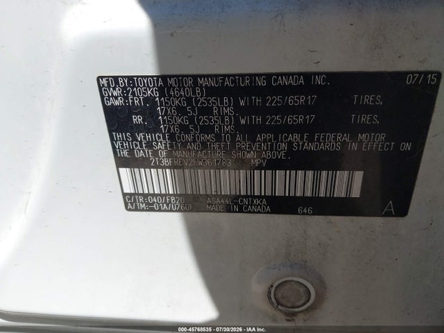 Toyota RAV4 LE 2015 2T3BFREV2FW361783 Image 9