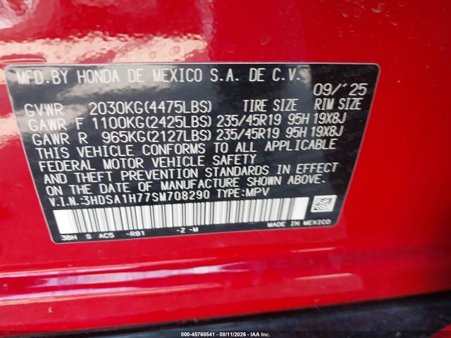 Продажа на аукционе авто 2025 Acura Adx A-spec With Advance, vin: 3HDSA1H77SM708290, номер лота: 45768541