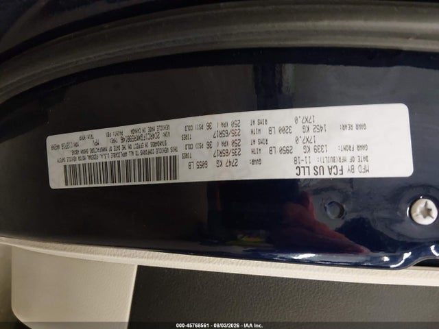 2019 Chrysler Pacifica Touring Plus მანქანა იყიდება აუქციონზე, vin: 2C4RC1FGXKR598146, აუქციონის ნომერი: 45768561