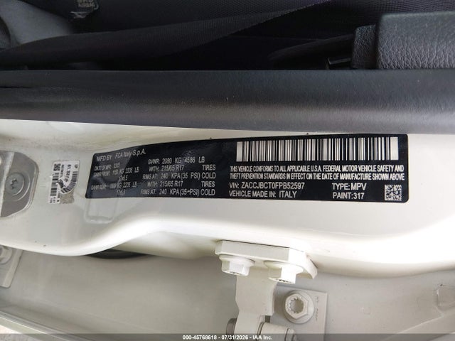 Продажа на аукционе авто 2015 Jeep Renegade Trailhawk, vin: ZACCJBCT0FPB52597, номер лота: 45768618