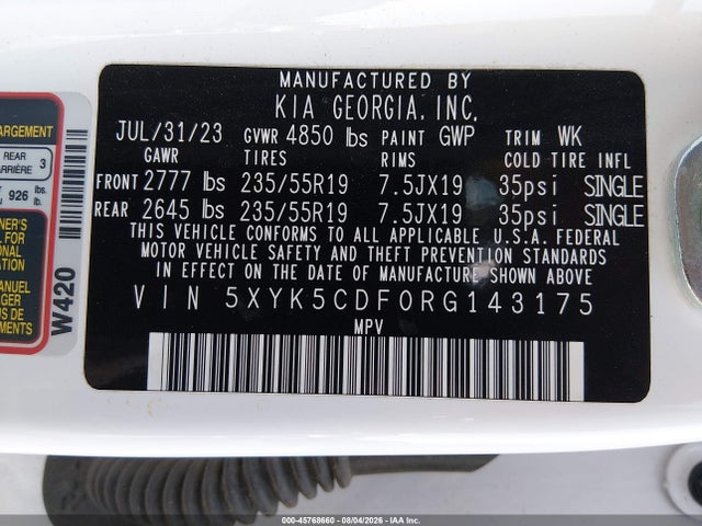 2024 Kia Sportage Sx-prestige მანქანა იყიდება აუქციონზე, vin: 5XYK5CDF0RG143175, აუქციონის ნომერი: 45768660