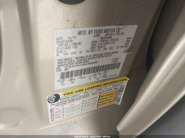 Продаж на аукціоні авто 2017 Ford Expedition King Ranch, vin: 1FMJU1HT2HEA82868, номер лоту: 45768679