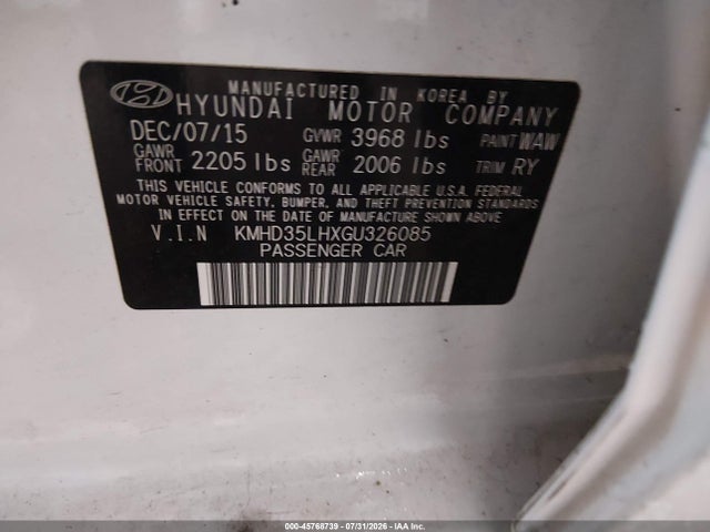2016 Hyundai Elantra Gt მანქანა იყიდება აუქციონზე, vin: KMHD35LHXGU326085, აუქციონის ნომერი: 45768739