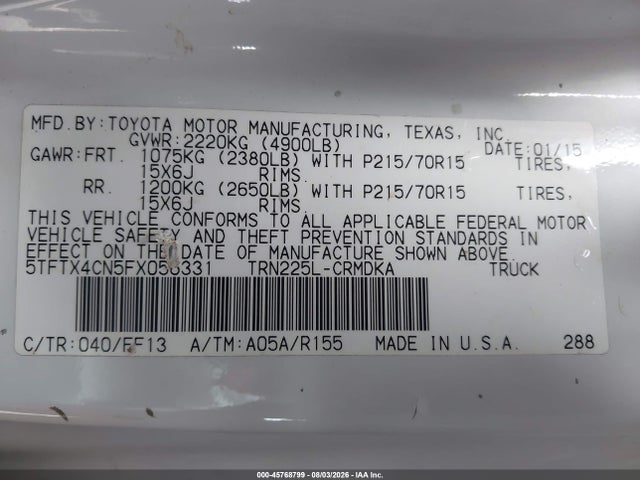 Toyota Tacoma 2015 5TFTX4CN5FX056331 Image 9