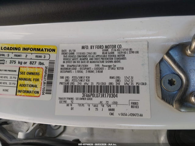 Ford Fusion Hybrid Se 2018 3FA6P0LU7JR170304 Image 9
