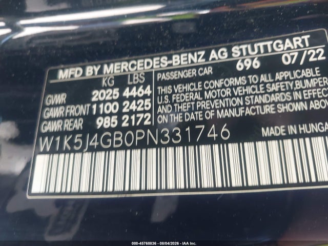 W1K5J4GB0PN331746 Mercedes-Benz Cla 250 Coupe