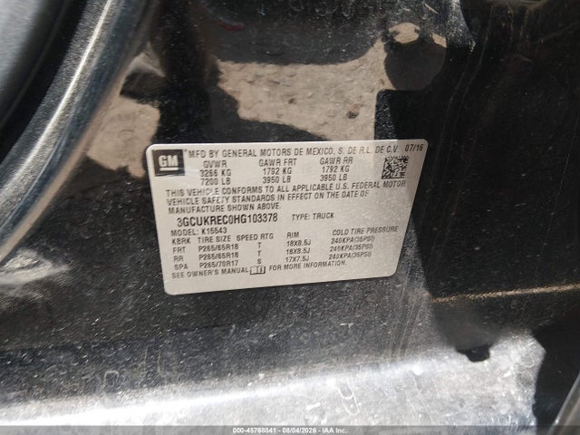 Продажа на аукционе авто 2017 Chevrolet Silverado 1500 Lt, vin: 3GCUKREC0HG103378, номер лота: 45768841