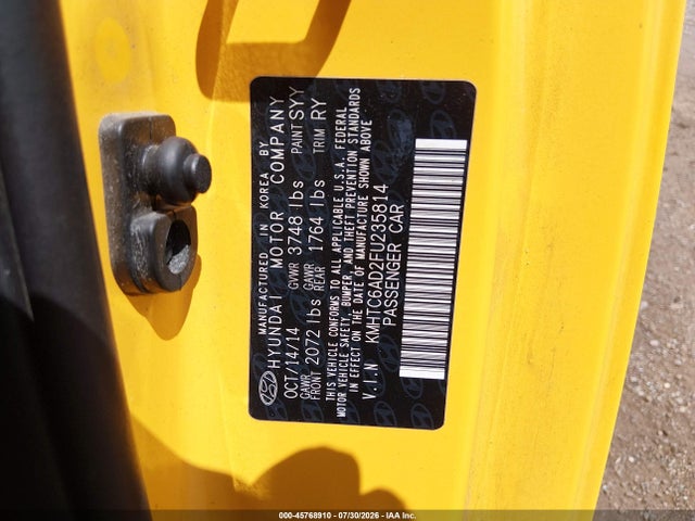 Продажа на аукционе авто 2015 Hyundai Veloster, vin: KMHTC6AD2FU235814, номер лота: 45768910