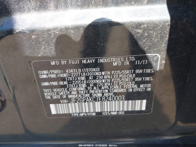 45768919 :رقم المزاد ، JF2GPAKC7E8240003 vin ، 2014 Subaru Xv Crosstrek 2.0i Limited مزاد بيع