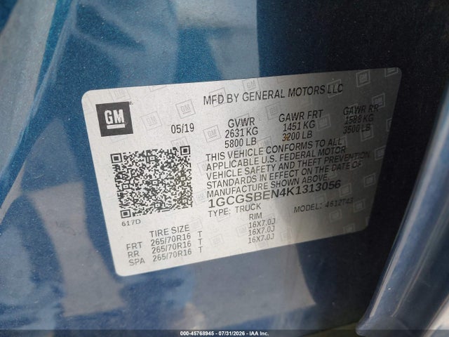 1GCGSBEN4K1313056 Chevrolet Colorado Wt