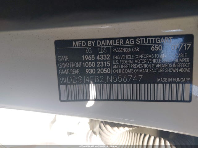 Aukcja sprzedaży 2018 Mercedes-benz Cla 250, vin: WDDSJ4EB2JN556747, numer aukcji: 45768967