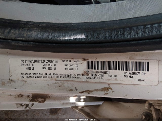 45768975 :رقم المزاد ، 1B3LC46K88N622933 vin ، 2008 Dodge Avenger Se مزاد بيع