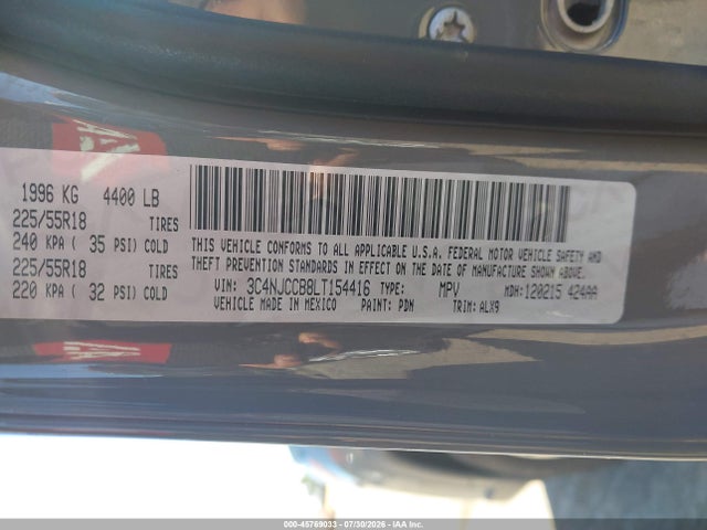 3C4NJCCB8LT154416 Jeep Compass Limited Fwd