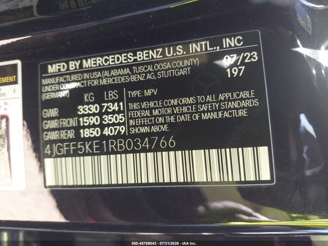 4JGFF5KE1RB034766 Mercedes-Benz Gls 450 4matic