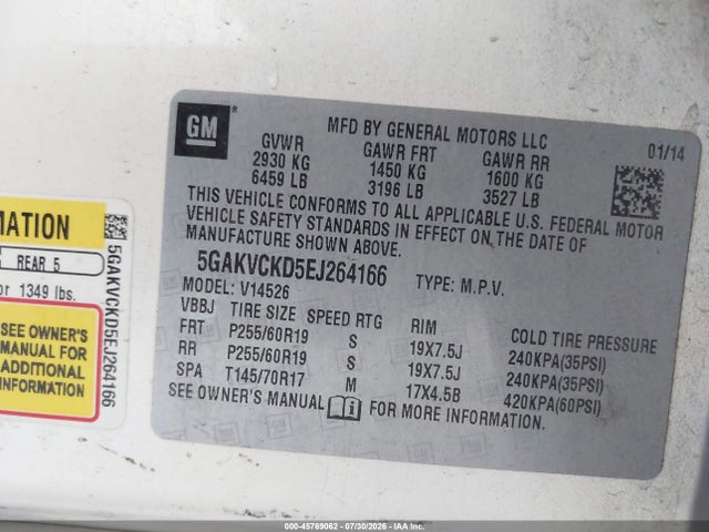 Buick Enclave Premium 2014 5GAKVCKD5EJ264166 Image 9