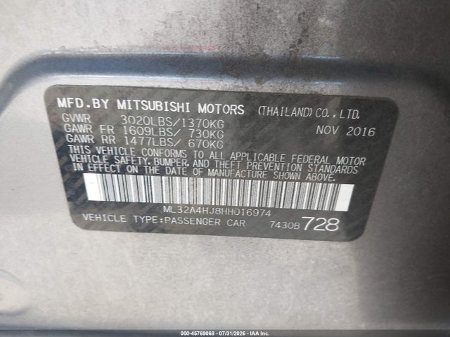 Mitsubishi MIRAGE SE 2017 ML32A4HJ8HH016974 Image 9