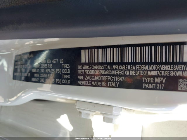 Продажа на аукционе авто 2015 Jeep Renegade Limited, vin: ZACCJADT8FPC11647, номер лота: 45769078