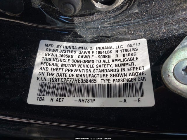 19XFC2F77HE058465 Honda CIVIC EX