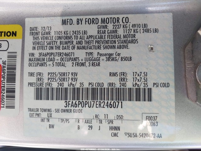 Ford Fusion Energi Se Luxury 2014 3FA6P0PU7ER246071 Image 9