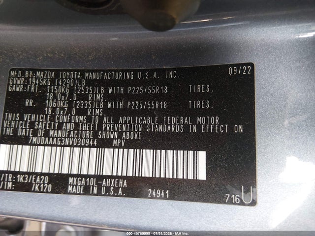 Toyota Corolla Cross Xle 2022 7MUDAAAG3NV030944 Image 9