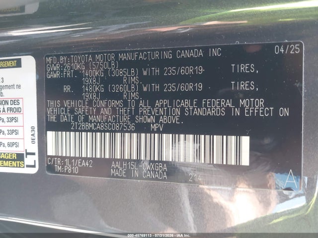 Lexus Rx 350h Premium 2025 2T2BBMCA8SC087536 Image 9