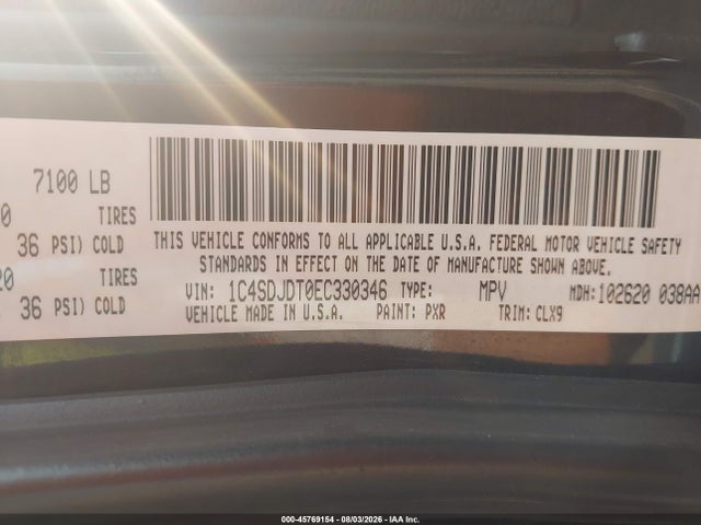 Продажа на аукционе авто 2014 Dodge Durango Limited, vin: 1C4SDJDT0EC330346, номер лота: 45769154