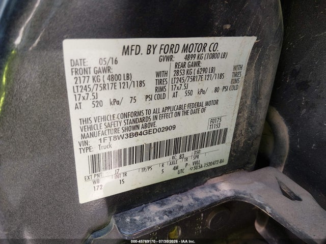 Ford F-350 Xl 2016 1FT8W3B64GED02909 Image 9