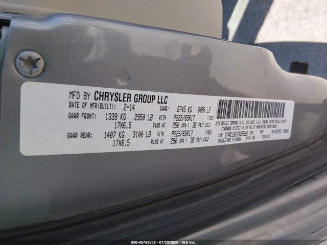 Aukcja sprzedaży 2014 Chrysler Town & Country Touring, vin: 2C4RC1BG7ER295268, numer aukcji: 45769238