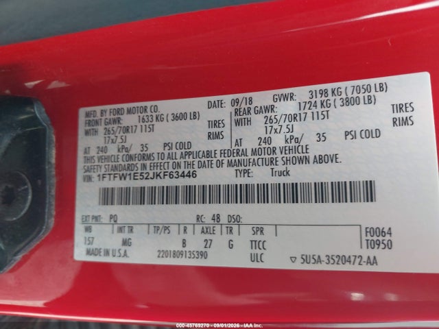 Ford F-150 Xlt 2018 1FTFW1E52JKF63446 Image 9