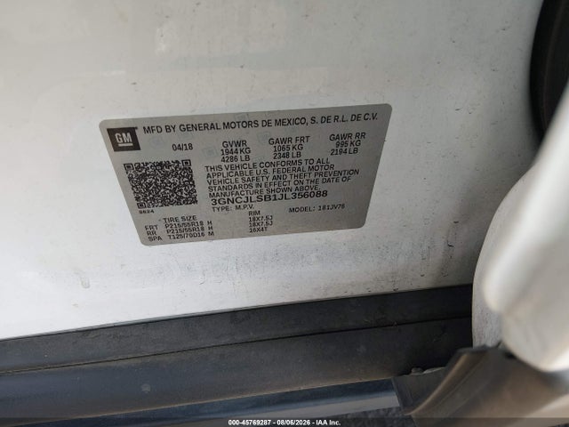 3GNCJLSB1JL356088 Chevrolet Trax Lt
