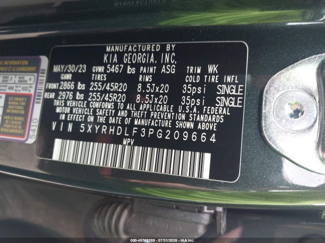 Aukcja sprzedaży 2023 Kia Sorento X-line Ex, vin: 5XYRHDLF3PG209664, numer aukcji: 45769289