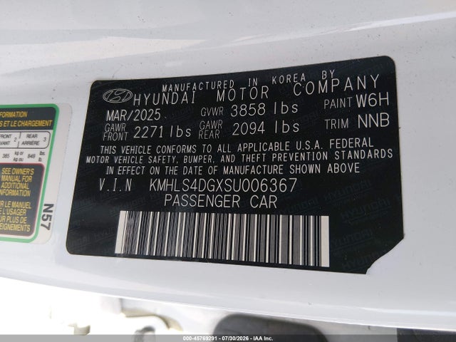 Продажа на аукционе авто 2025 Hyundai Elantra Sel Convenience, vin: KMHLS4DGXSU006367, номер лота: 45769291