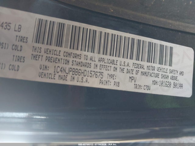 1C4NJPBB6HD157675 Jeep Patriot Sport Fwd