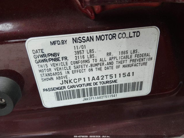 Auction sale of the 2002 Infiniti G20 Luxury, vin: JNKCP11A42T511541, lot number: 45769359
