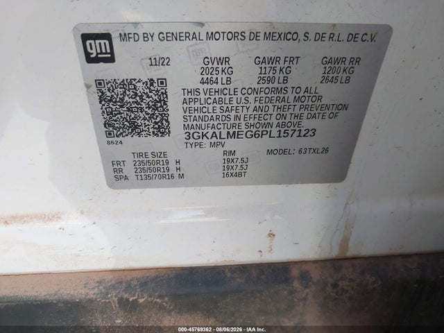 Aukcja sprzedaży 2023 Gmc Terrain Fwd Sle, vin: 3GKALMEG6PL157123, numer aukcji: 45769362